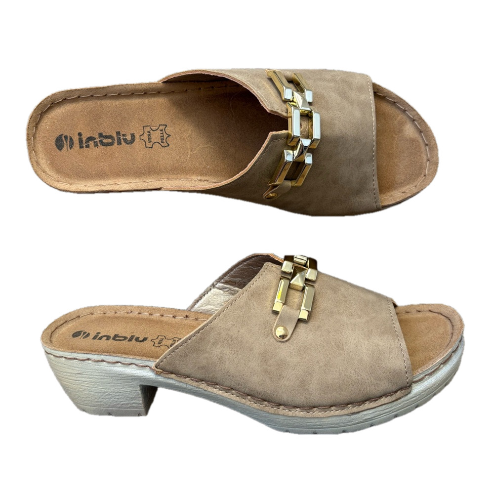 Inblu Women’s Suede Peep Toe Sandals with Gold Detail – Comfort & Style - Picture 1 of 9